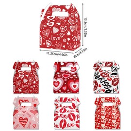 USUKUSI 12 Pcs Valentine's Day Treat Boxes, Heart Goody Bags Valentines Cupcake Candy Cookie Cardboard Boxes for Valentine Party Favor, Classroom Gift Exchange Box