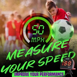 NETPLAYZ Soccer Gifts Speed Radar - Measure Shot Speed Shot-Power Detection, Sport Radar Gun (Hands-Free) Sensors | Training Aids, Gadget Gear & Equipment Black
