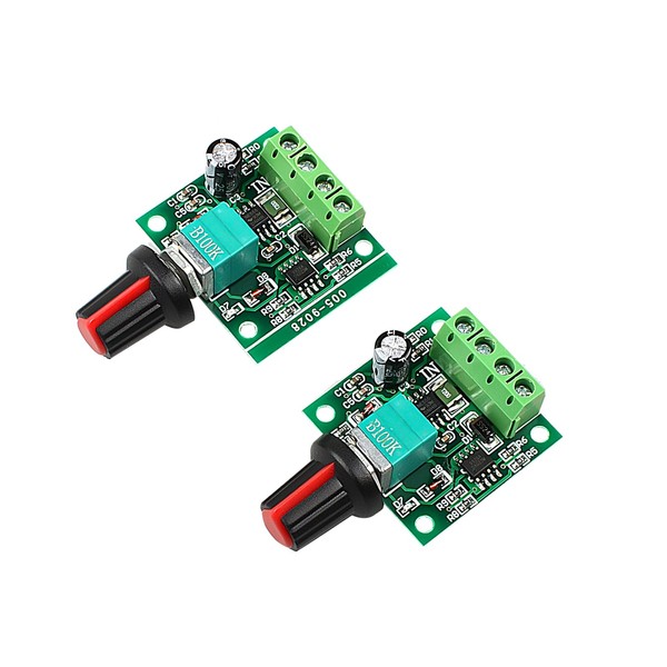 Exqutoo 2Pack PWM Speed Controller Adjustable Driver Switch Low Voltage DC Motor Speed Controller with Speed Control Knob 1.8v 3v 5v 6v 12v 2A 30W