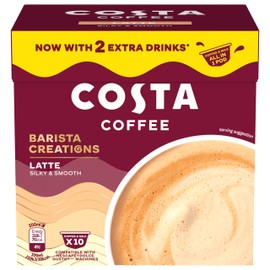 Costa Coffee Dolce Gusto Latte One Pod 10 x 16g, Silky and Smooth. Barista Creations now with 2 Extra Drinks. All in One Pod.