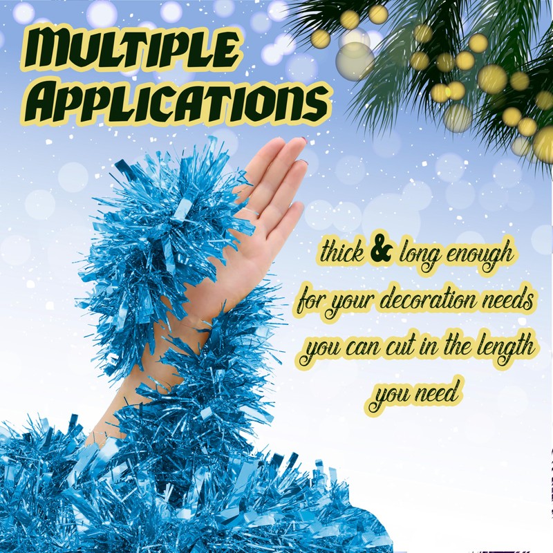 Ice Blue Christmas Garland 2M - Thick and Thin Xmas