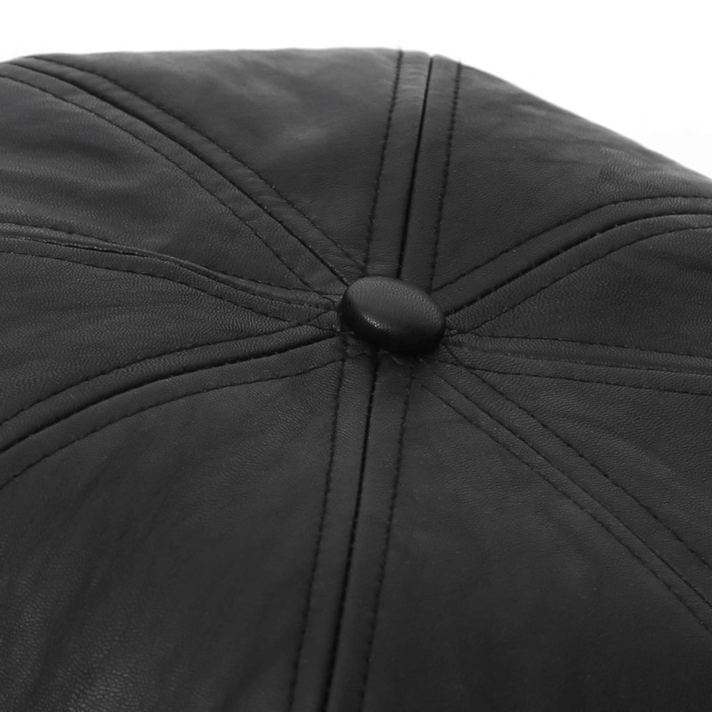 UNDERCONTROL Black Faux Leather Classic Adjustable Baseball Cap Made in