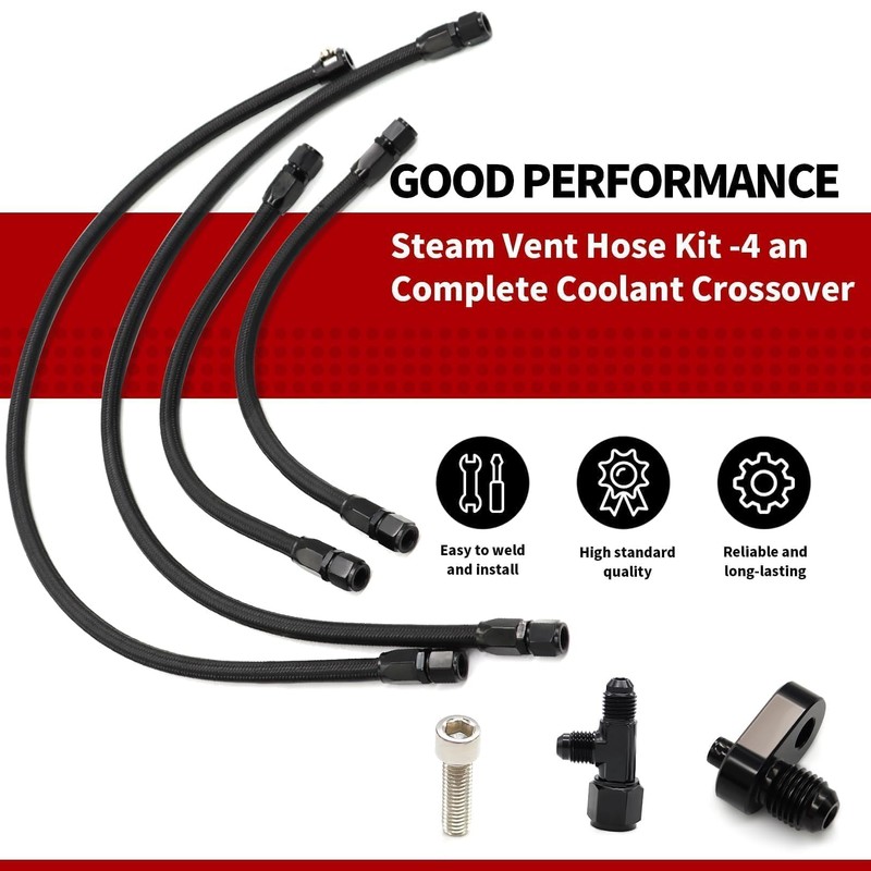 Nakkaa Steam Vent Hose Kit -4 AN Complete Coolant Crossover