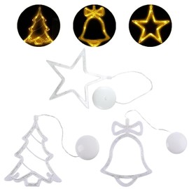 Norhogo 3 Pack Hanging Christmas Tree, Star, and Bell Windows Lights Christmas Window Lights Decorations, LEDs Christmas Window with Suction Cup, for Xmas Party Home Window Indoor Outdoor Decorations