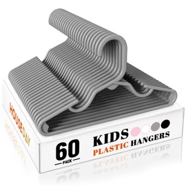 HOUSE DAY Premium Baby Hangers 60 Pack, 11 Inch Kids Plastic Hangers Grey, Slim Childrens Hangers for Infant, Toddler, and Child Clothes, Durable Baby Clothes Hangers for Closet