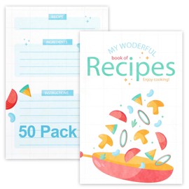 Recipe Cards to Write Yourself – 50 Double-Sided Recipe Sheets with Plenty of Space for Recipe Folders, Recipe Box and Recipe Folder – Recipe Book with Food Motif