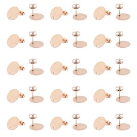 UNICRAFTALE 30 Pieces 304 Stainless Steel Stud Earrings with Earring Clasps Textured Flat Round Stud Earrings Rose Gold Ion Coating (IP) Hypoallergenic Stud Earrings for DIY Jewellery Making