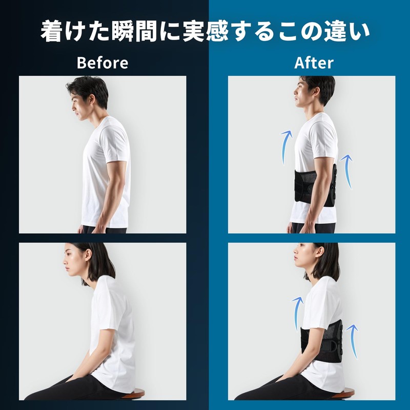 【猫背・腰痛に強くおすすめ】XINIDEA 腰用サポーター 姿勢矯正ベルト｜背中の痛み緩和 背骨の歪み改善 骨盤引き締め 姿勢改善 腰痛予防｜無段階調節・簡単装着・着け心地が良い ｜オフィスワーク、長時間の立ち仕事、重労働などの作業をしっかりサポート｜敬老の日・父の日・母の日・ご年配の方へのプレゼントに (L)
