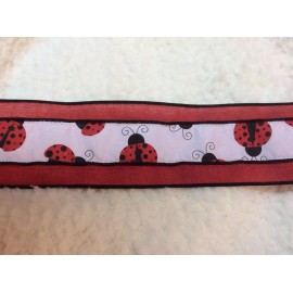 Expressions Red and Black Ladybug Linen Look Wired Ribbon 2.5"Wide  New 1 yard