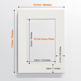 Anhow 8pcs Picture Mounts 7x5 Fit for 5x3 Inch, Photo Mounts for 5x3 Inch Image Photo Frames Inside Aperture Card for Photo Frame/Posters Prints/Paintings - Off White
