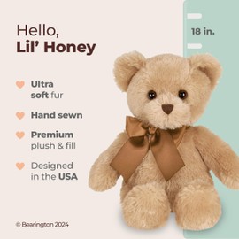 Bearington Collection Lil' Honey Cute Teddy Bear Plush - 12-Inch Brown Classic Stuffed Bear - Soft Cuddly Toy for Kids & Babies