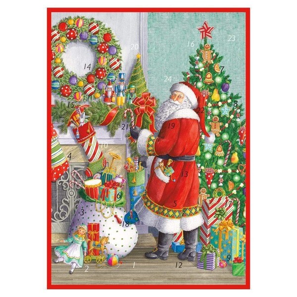 Caspari Santa at The Mantel Advent Calendar Greeting Card -