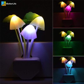 iBetterLife LED Night Light Smart Sensor 0.6W Color Changing Plug-in Night Lights for Kids Adults Cute Mushroom Night Light Bedroom Home Decor Light Wall Lamps NightLight