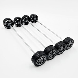 20PCS Small Toy Car Wheel 16mm Model Car Mini Rubber Tire Wheels with 10PCS Shaft Round Rod Axles for DIY Model Toy RC Car Truck Robot Building Accessories (Silver 2x16mm)