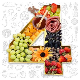 12inch 4 Years Birthday Party Anniversary Charcuterie Board Shaped Box Tray Cardboard Number FillableColor: Black, Size: 12inch