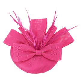 Coolwife Fascinators Pillbox Hat Bow Fake Sinamay Feather Flower Derby Ball Wedding Church Party Church Hat (A Rose Red)