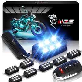 MZS 8Pcs Motorcycle LED Light Kit, Multi-Color Neon RGB Strips LED Underglow kit Compatible with ATVs UTVs Cruiser Trikes Golf Carts Most Family Motorcycle, Pack of 8