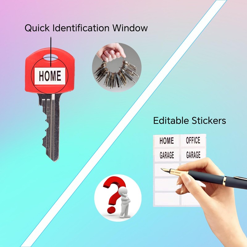 30 Piece Key Covers with Labels Easy Identification Key Caps