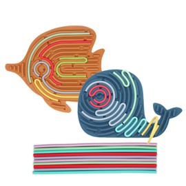 2 Pack Sensory Activity Board, Fidget Toys for Kids, Sensory Toys for Kids with Autism, ADHD, Stress, Calming, Double-Sided Silicone Toys, Birthday (Whales & Tropical Fish)