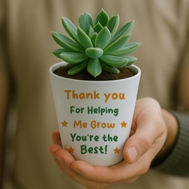 RED OCEAN Teacher Gifts for Women Men Flower Pot Thank You Gifts For Teacher Helping Me Grow Leaving Going Away Retirement Appreciation From Student Kids