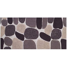 Pebble Stone Bath Runner Antiskid 24"x60" , Soft & Absorbent Bathroom Rugs Non Slip Large Bath Rug Runner for Kitchen Bathroom Floors, Beige/Brown