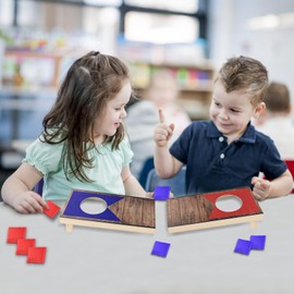 NZQXJXZ Portable Desktop Cornhole Game Set for Adults and Kids, Bean Bag Toss Game Set with 2 Cornhole Game Boards and 4 Red 4 Blue Mini Bean Bags for Office, Home, Party, Travel