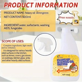 Liapu Multi-Purpose Cleaner 500ML Lemon Scented Spray Nozzle for Kitchen Oven Stove Range Hood Durable Cleaning Supplies Grease Remover Liquid Household Perfume:_Degreaser Spray 6 PCS