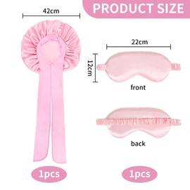 1 Stück Schlafender Haardeckel, 1 -Stück Schlafende Augenmaske, Rosa Schlafender Anzug, Fester Farbe Satin Seidenhut, Weiche Schattierende Augenmaske, Klassischer Haarpflegemittel Hut