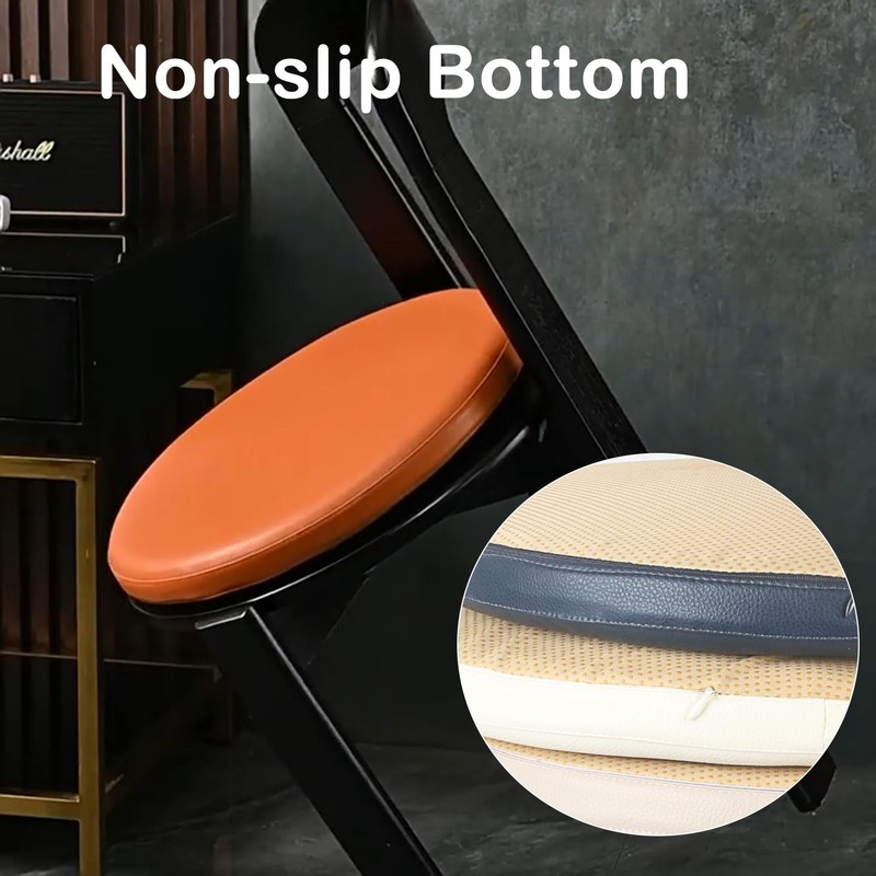 Sigmat PU Leather Round Chair Cushion Memory Foam Waterproof Round