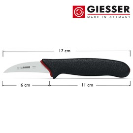 Giesser seit 1776 - Made in Germany - Tourniermesser 6 cm PrimeLine, schwarz, rostfrei, spülmaschinenfest, scharfes Schälmesser rutschfest