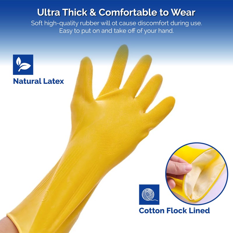 HOMESHOPA Household Rubber Gloves, 1 Pair Yellow Extra Thick Cleaning