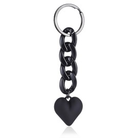 Acrylic Plastic Heart Keychain, Heart Keychain for Women, Black Link Keychain Accessories, Cute Heart Keychain Accessories for Women, Heart Key Chain for Car Keys Purse Charms Handbag Backpack