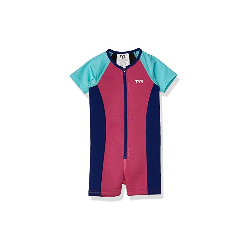 TYR Girl's Solid Thermal Suit, Pink/Mint/Royal, 910