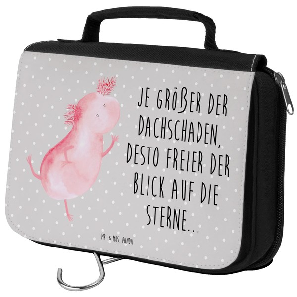 Mr. & Mrs. Panda Axolotl Dances Toiletry Bag, gray, Hand