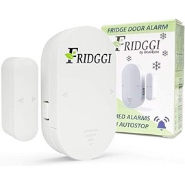 FRIDGGI - Freezer Door Alarm with 60 Second Delay, 2, 3, and 4 Minute Reminders, Refrigerator and Fridge Door Alarm or Chime, Low/Loud 80 to 110 dB (White)