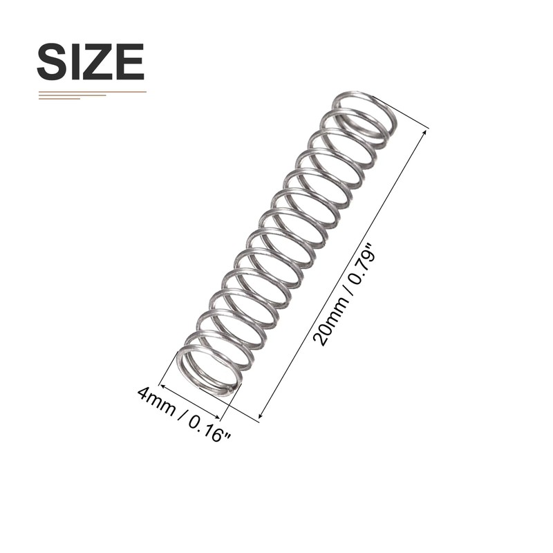 DTGN 0.4x4x20mm(DxODxL) Compression Spring - 30Pack - Good for Machinery