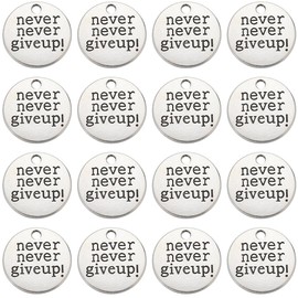 SUNNYCLUE 1 Box 50Pcs Inspirational Words Charm Silver Motivational Charms Bulk Letters Message Vintage Alloy Saying Charm for jewellery Making Charms Supplies DIY Necklace Bracelet Earrings Craft