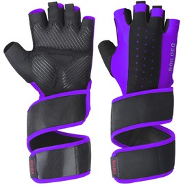 Fitness gloves, training gloves, weightlifting gloves for bodybuilding cross-fit, men and women, purple, l