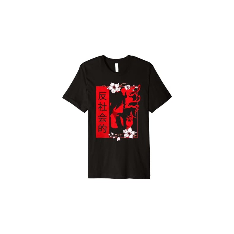 Antisocial Sad Anime Girl Soft Grunge Aesthetic Harajuku Premium T-Shirt