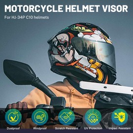 XINGWU Motorcycle Helmet Visor Replacement for HJ-34P Tinted C10 Helmet Visor with Anti-fog Rainproof Film UV Protection Pinlock HJ-34P Face Shield (Red)