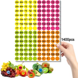 Garage Sale Price Stickers, 1400 PCS 3/4 Inch Price Stickers for Yard Sales, Flea Markets, County Fairs & Retail Use, Pricemarker Labels, 4 Colours Round Price Tags