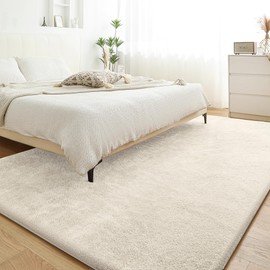 H.VERSAILTEX Area Rugs for Living Room 4x6 Feet Fluffy Fuzzy Non-Slip Rug Shaggy Carpet Soft Plush Bedside Rug, Indoor Floor Rug for Kids Girls Boys Home Decor Aesthetic, Dorm Nursery, Ivory
