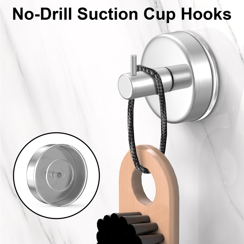 HUFEEOH Suction Cup Hooks for Shower, 2 Pack Wall Hooks