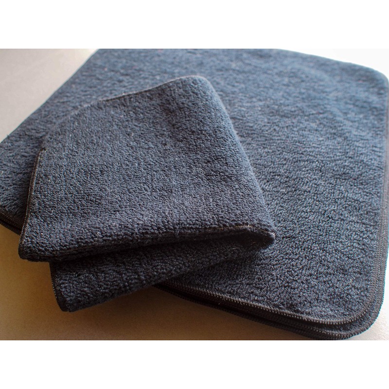 Imabary Skin Friendly Pile + Gauze Handkerchief Towel, Black, Set