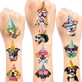 16 Sheets 192PCS Dog Temporary Tattoos Stickers, Dog Puppy Themed Party Favors Supplies Birthday Party Decorations Gifts for Kids Girls Boys Classroom Rewards