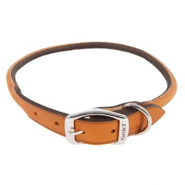 Coastal Pet Products DCP120516TAN Leather Circle T Oak Tanned Round Dog Collar, 16 by 5/8-Inch, Tan