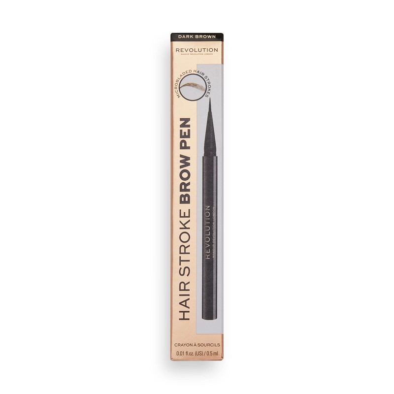Makeup Revolution, Hair Stroke Eyebrow Pen, Dark Brown, 0.5 ml
