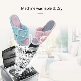 Magtoe Women's Open-Toe Slippers Summer Adjustable Hook and Loop Closure Slipper Home Slides Shoes Memory Foam Micro Suede Indoor Outdoor Coral Velvet Slipper, Aqua Pink, XL(11-12)