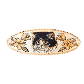 Artisan Handcrafted Cute Kitten Hairclips Women Copper Kitty Hair Barrettes Oval with Silver Backing. No Slip Grip Hair Styling Clips HR-36