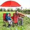 Julimoon Double Folding Camping Chairs w/Removable Umbrella, Portable Picnic Loveseat